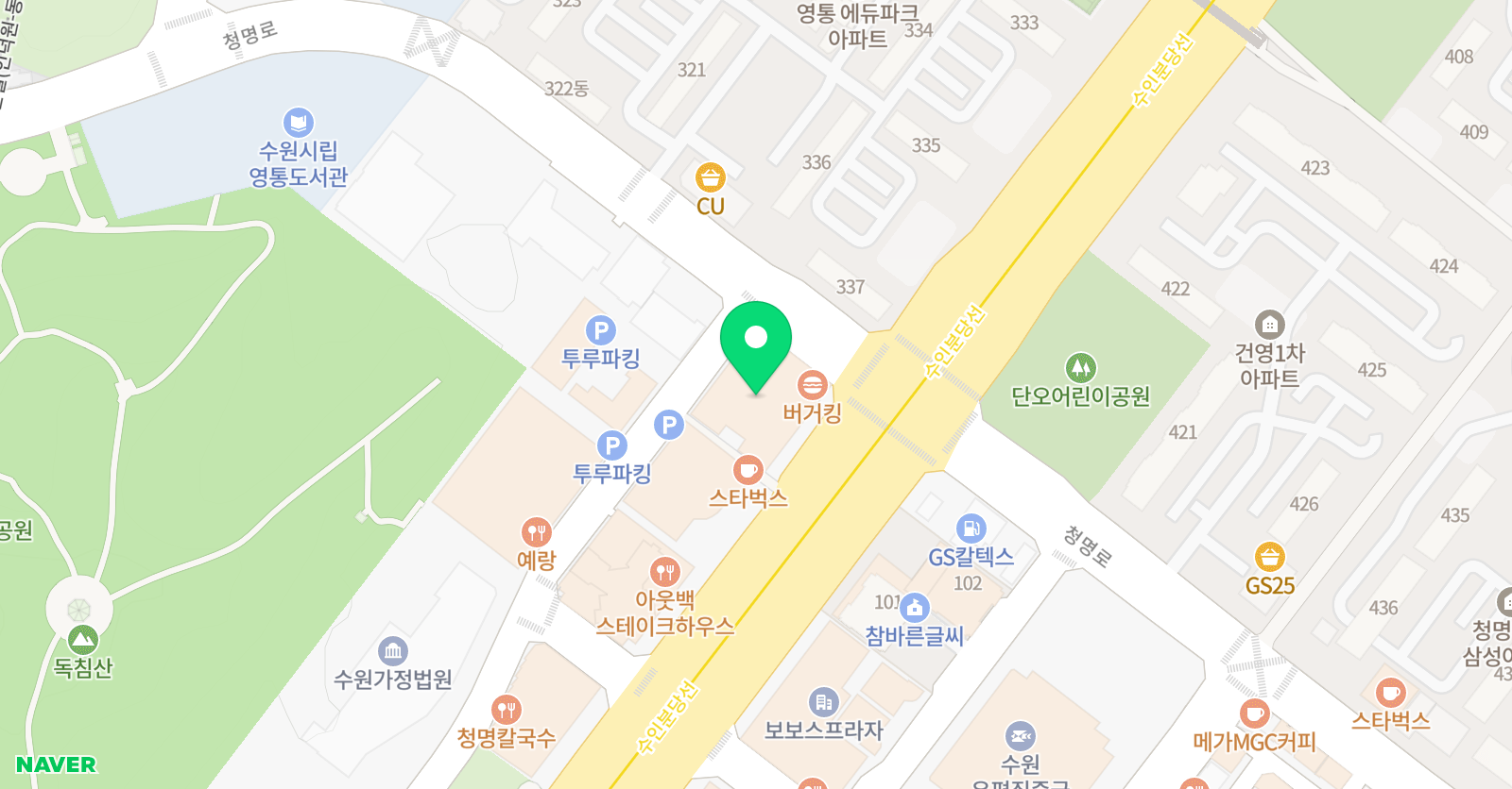 엠코드 수학과학학원 영통관 위치