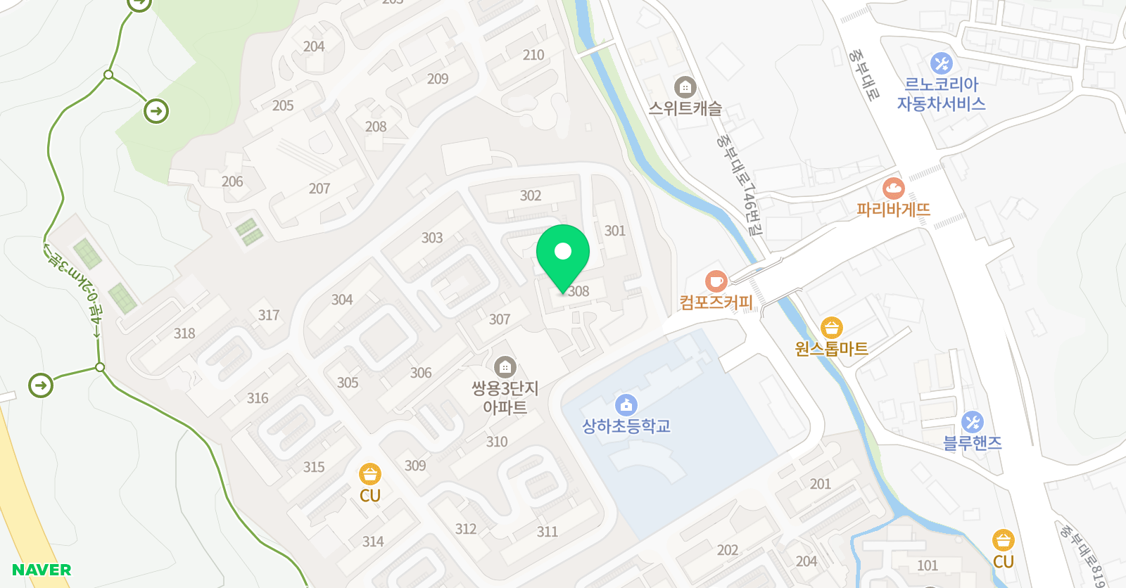 푸르넷 공부방 상하동쌍용점 위치