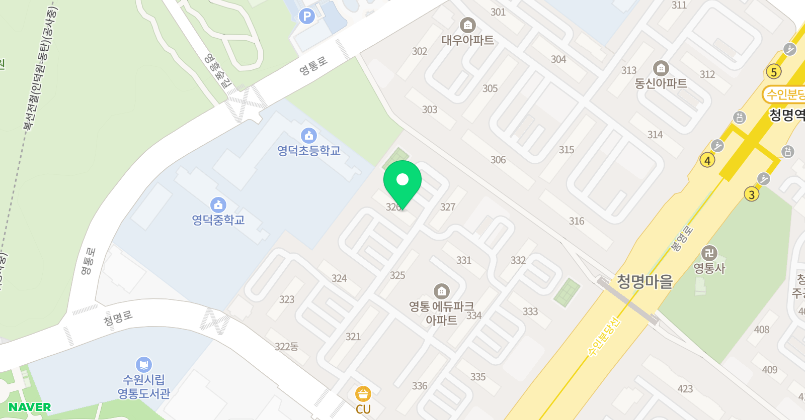 솔루니 영통3단지 청명마을 홈스쿨 위치