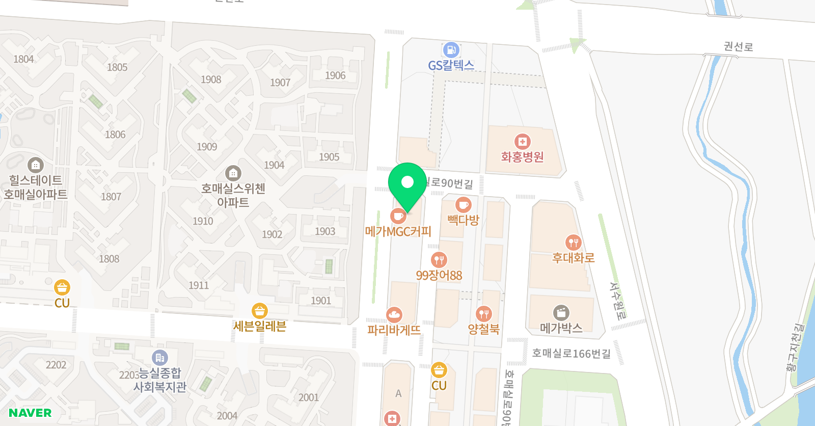 라온제나태권도장 능실점 위치