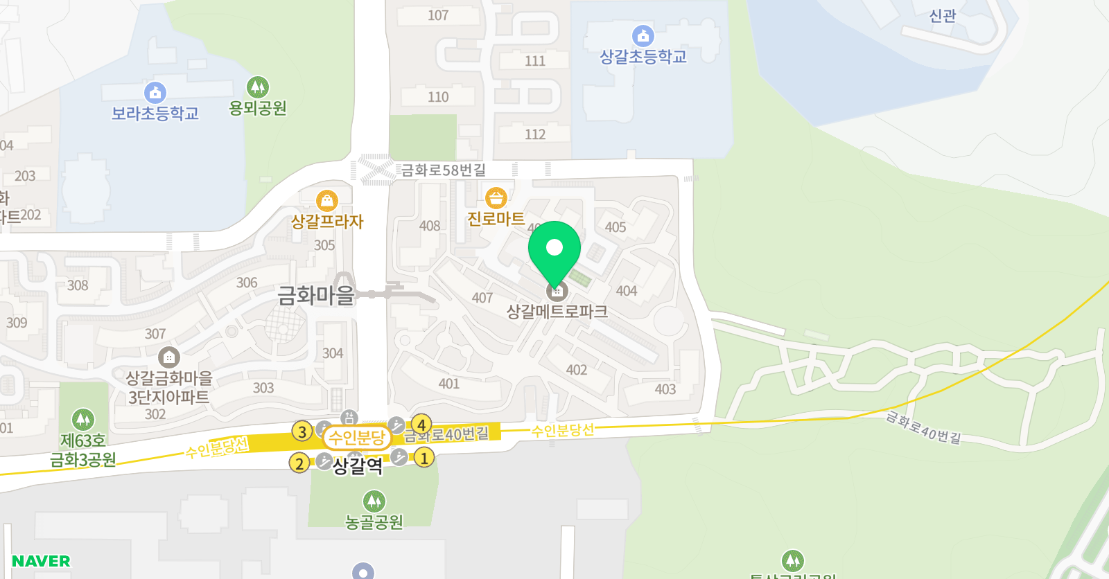푸르넷공부방 가나 상갈 위치