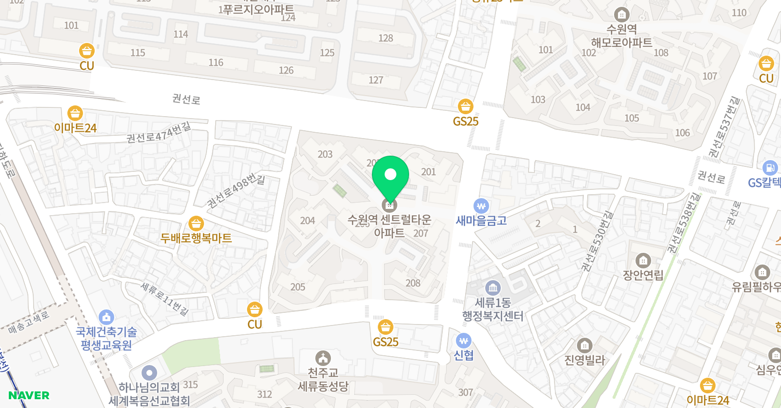 수잔리 영어 세류점 위치