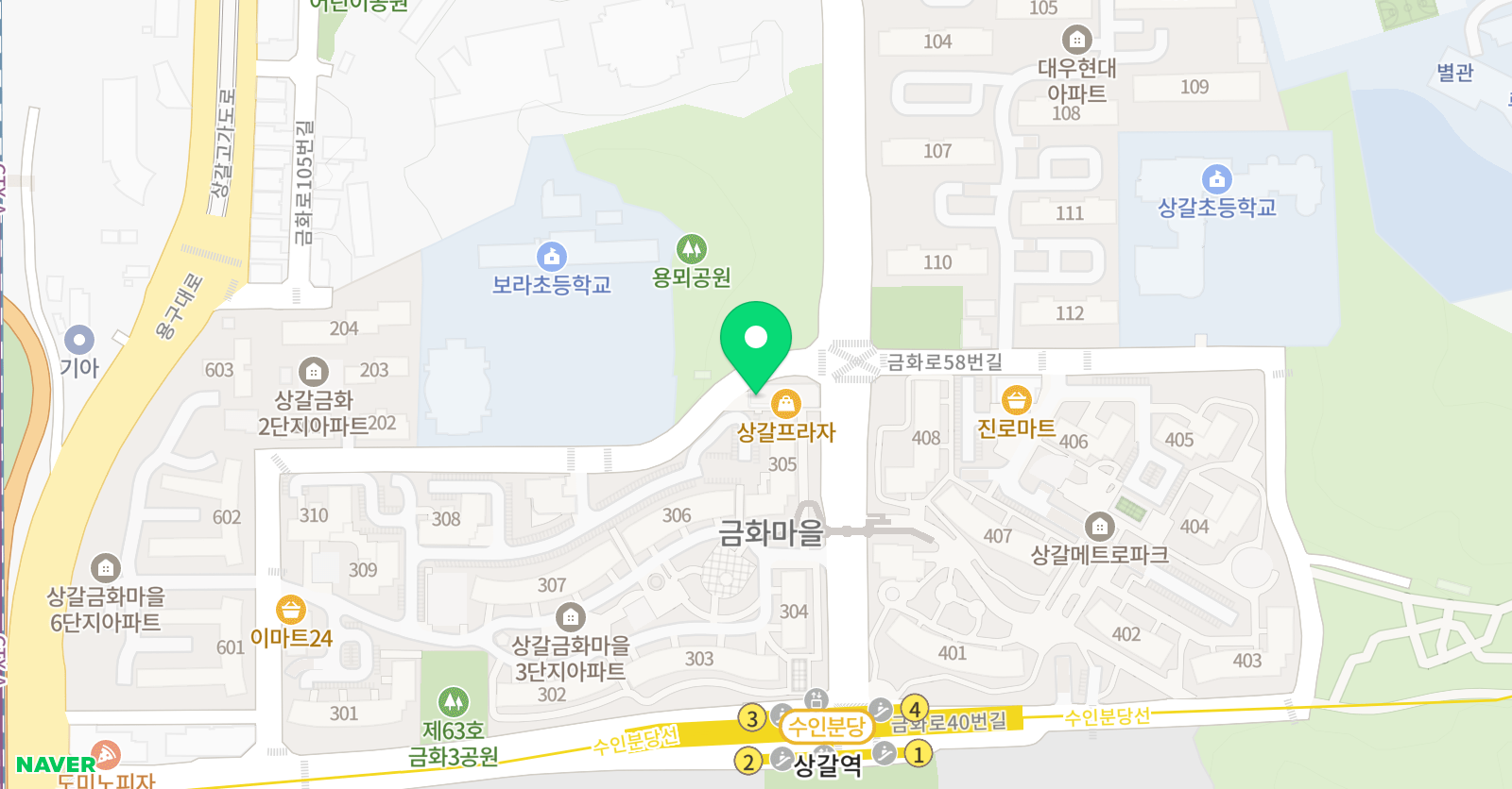 YBM잉글루 상갈어학원 위치