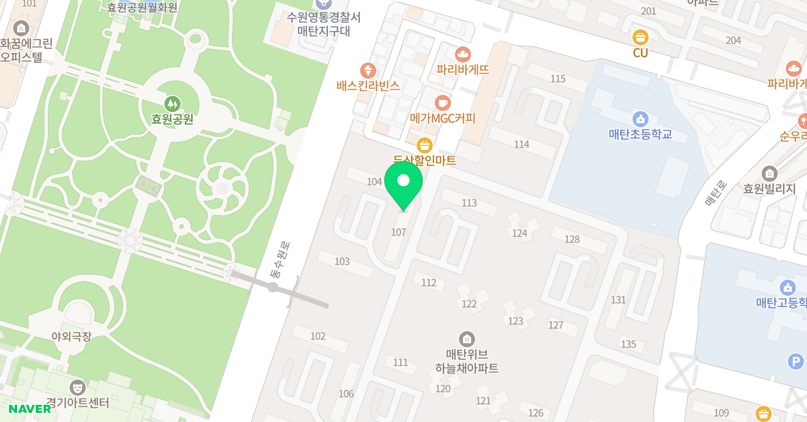 푸르넷 공부방 매탄점 위브하늘채 위치