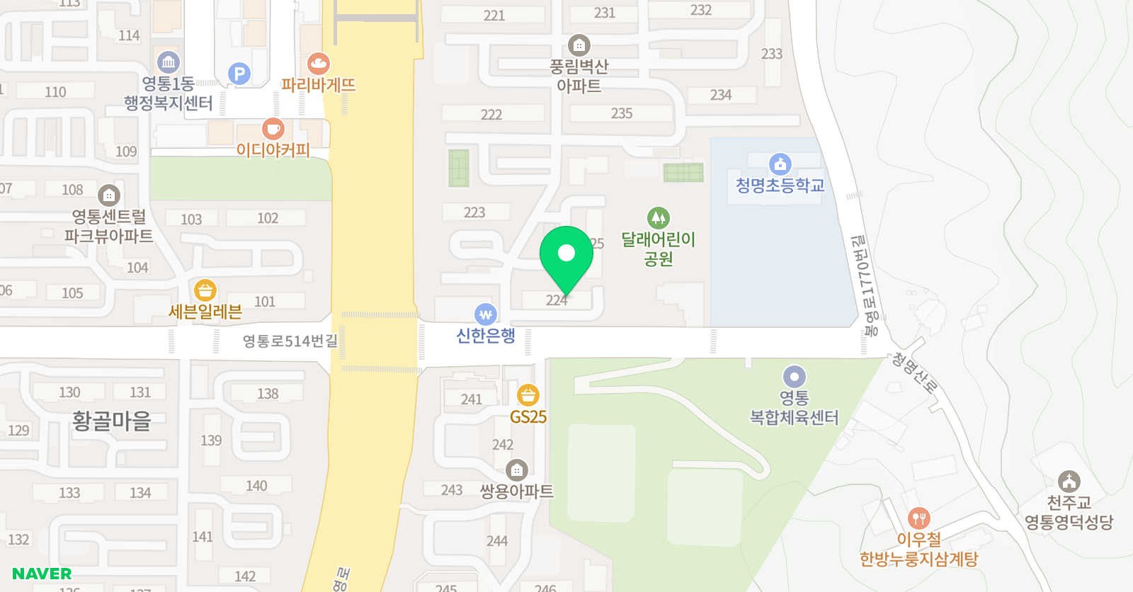 빨간펜 수학의달인 영통황골점 위치