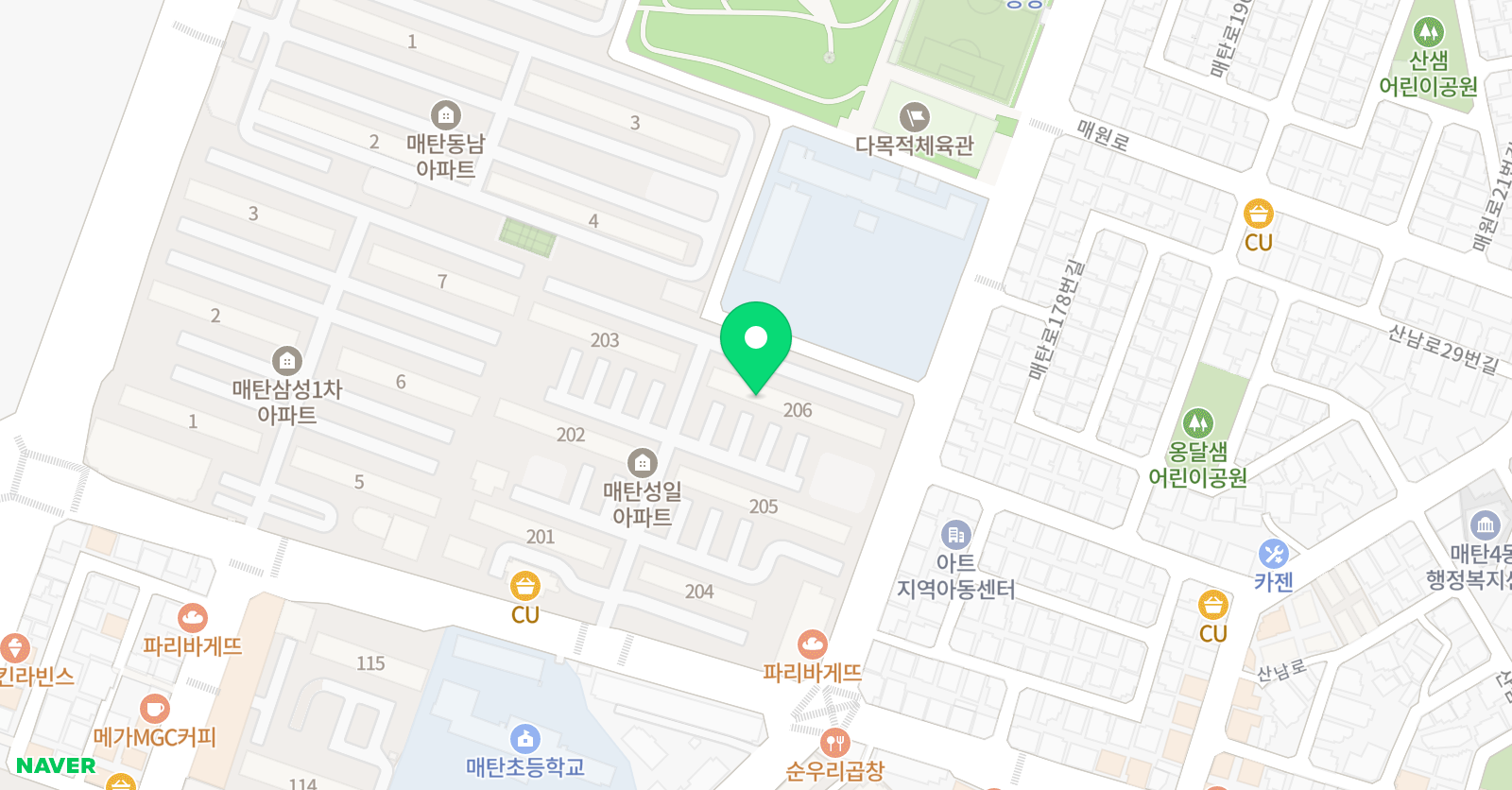 푸르넷 공부방 매탄 공부방 위치