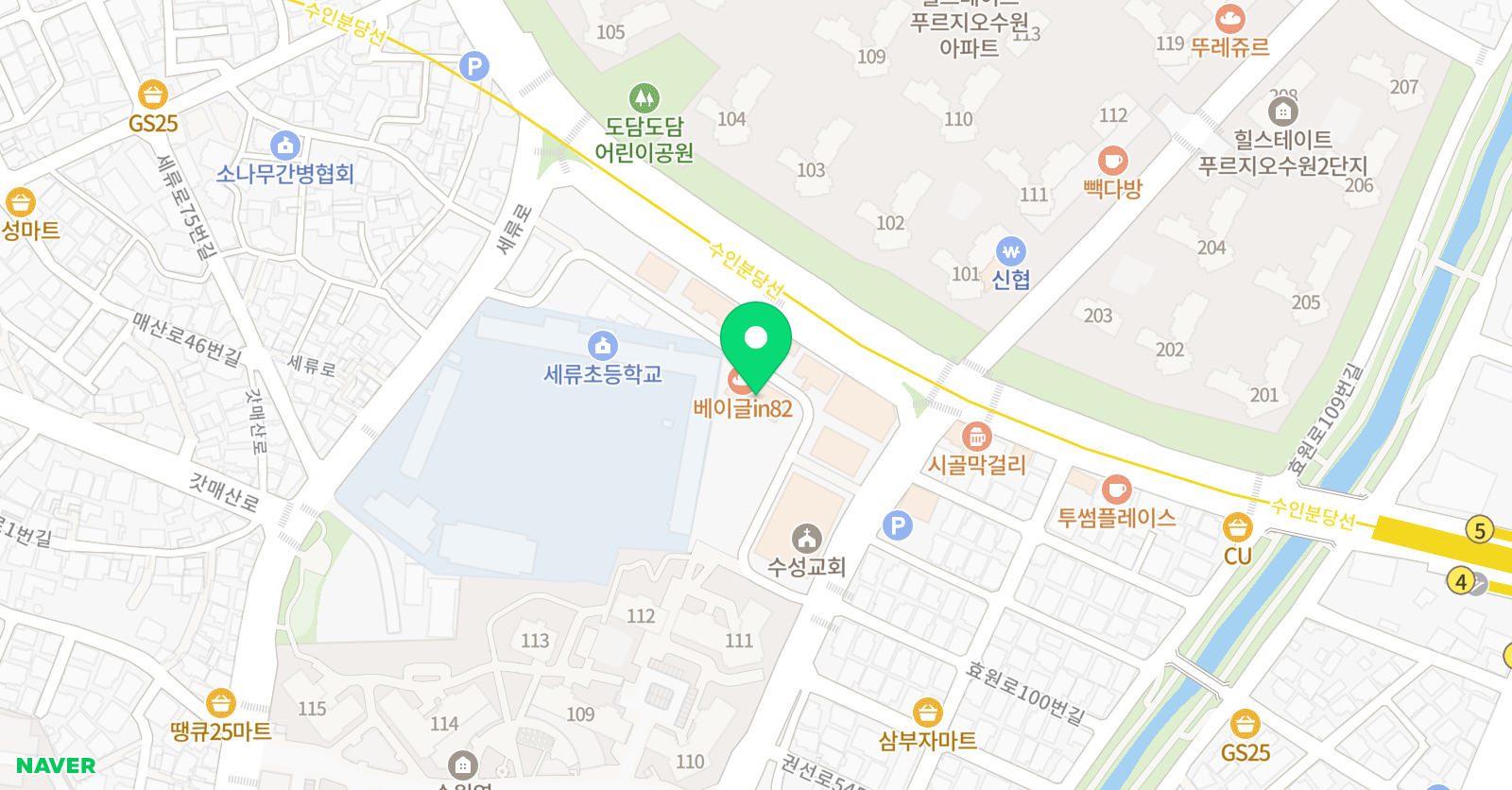 웅진씽크빅 매교학원 위치
