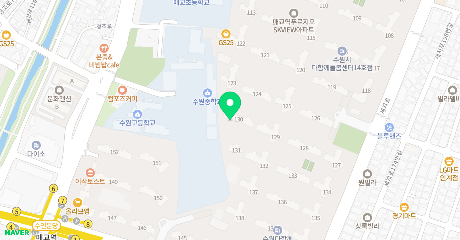 아소비 수학원 수원매교역푸르지오SK뷰점 위치