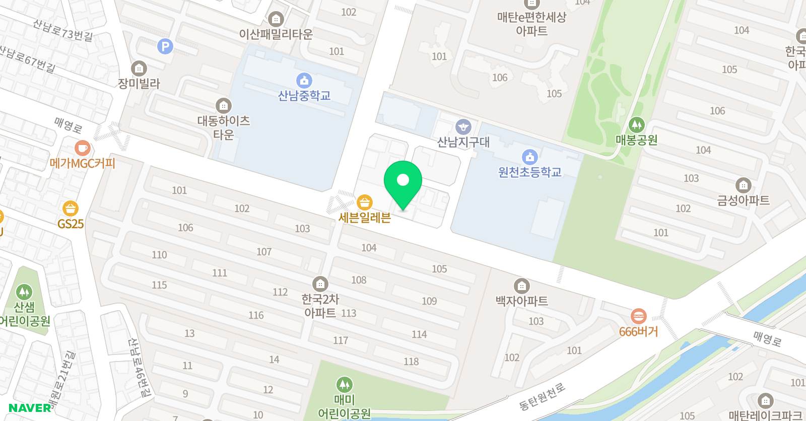 영어종결센터 매탄학원 위치