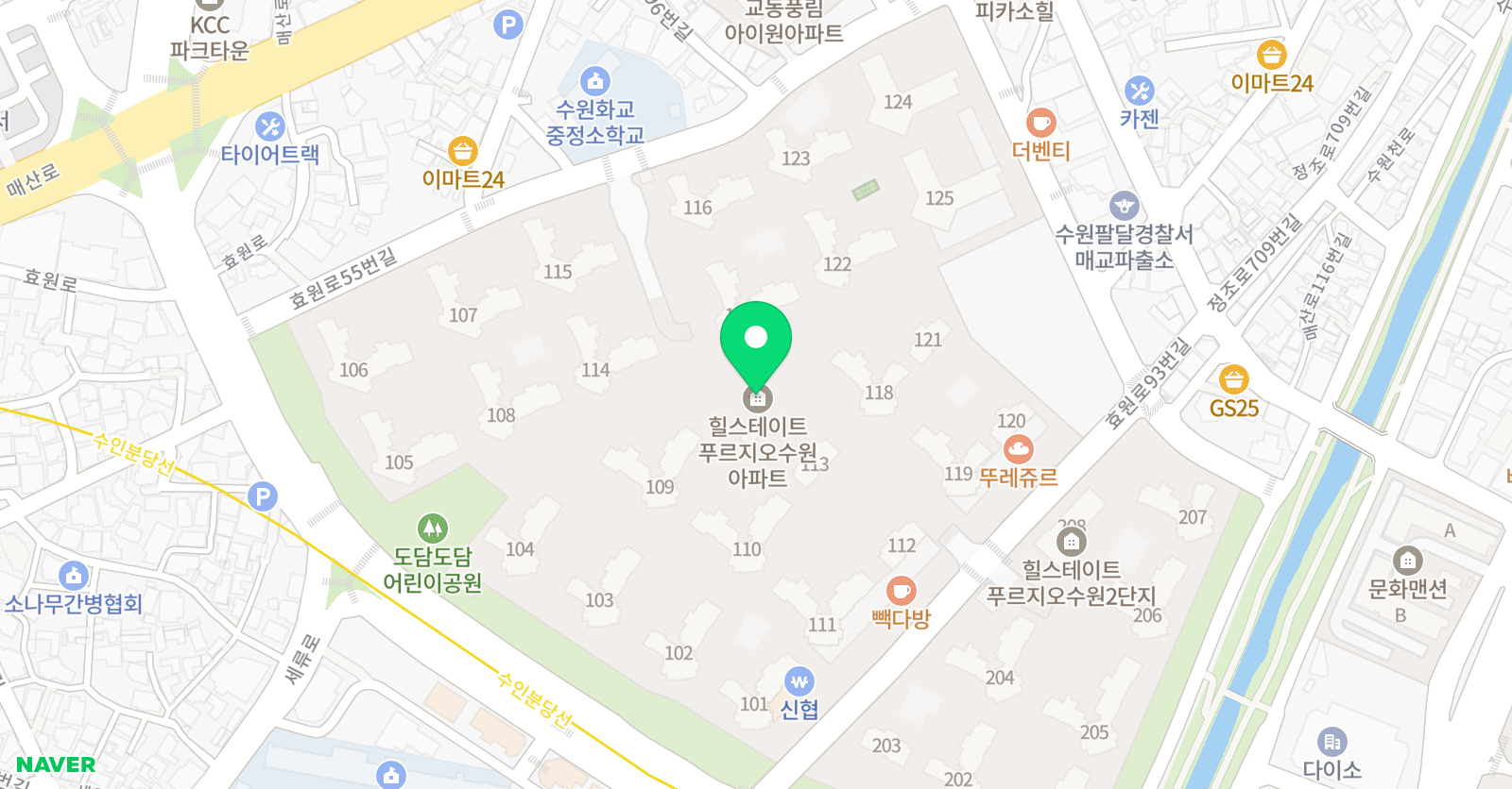 ERC 영어독서클럽 매교힐스테이트푸르지오점 위치