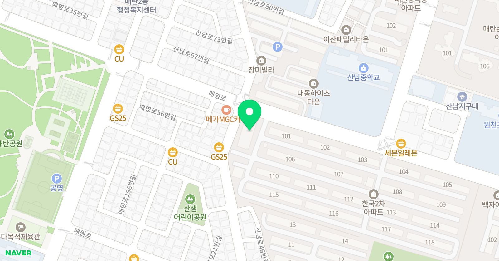한우리 독서토론논술 학원 매탄점 위치