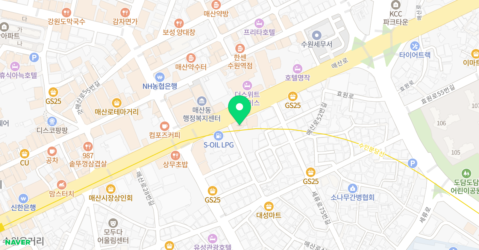 센터댄스학원 수원점 위치