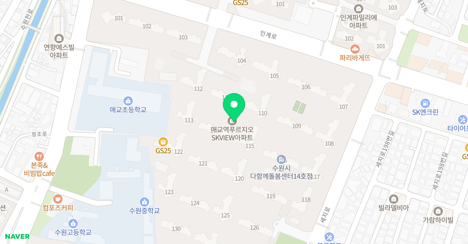 푸르넷 공부방 매교푸르지오SK뷰점 위치