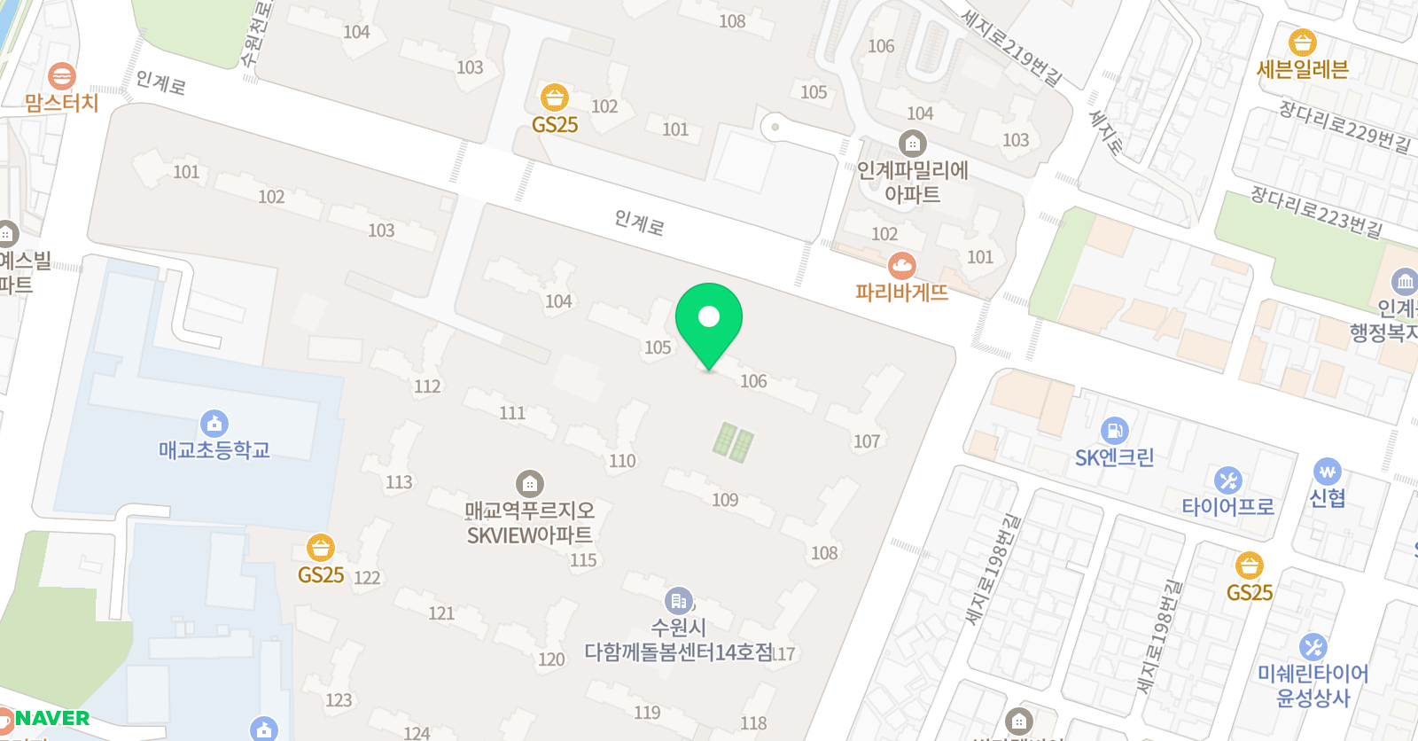 스마트해법 수학 매교푸르지오점 위치