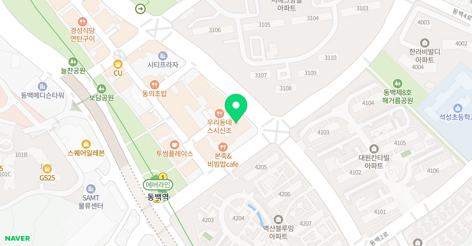 YBM잉글루 스마트해법 수학학원 용인중동점 위치