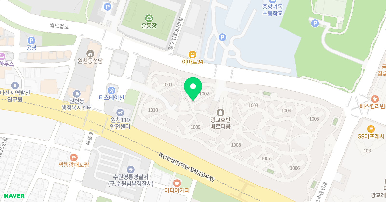 푸르넷 공부방 광교호반점 위치