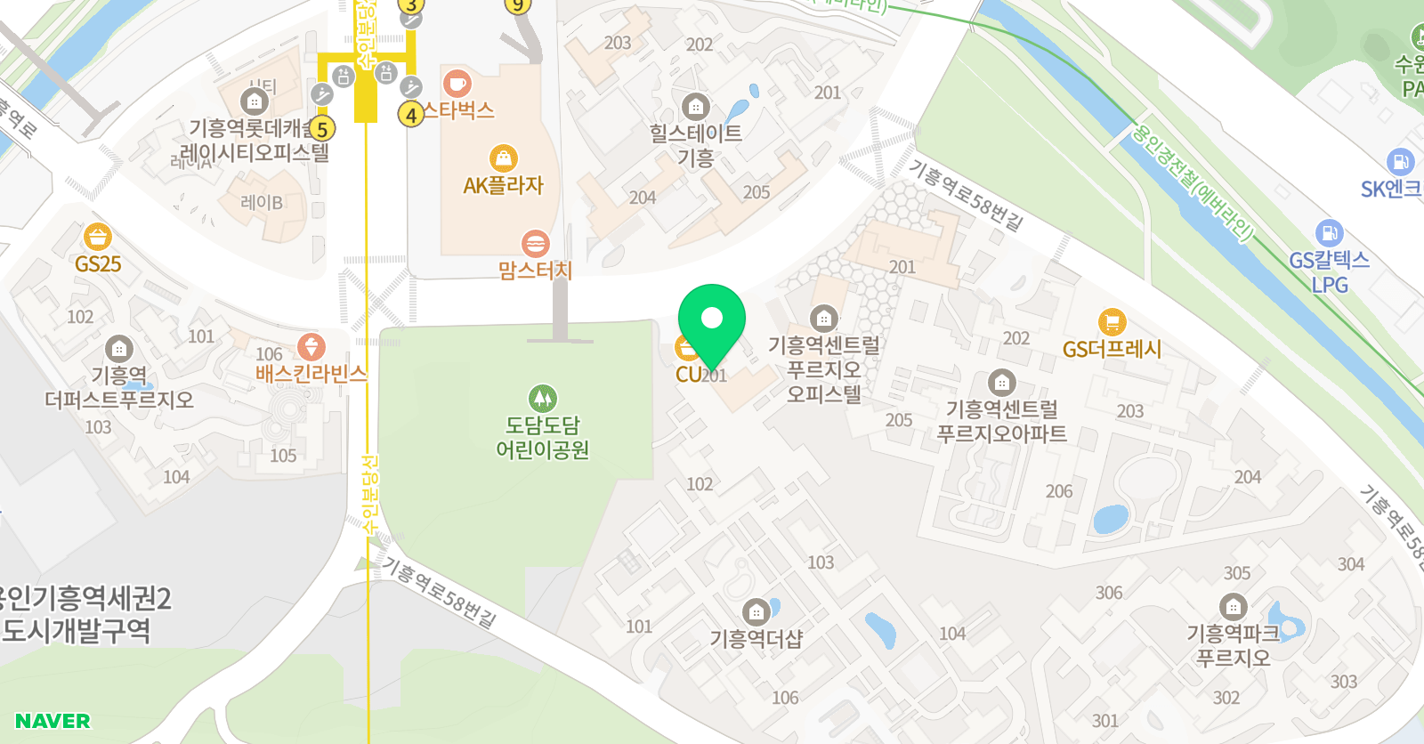 플래뮤 기흥역더샵교육원 위치