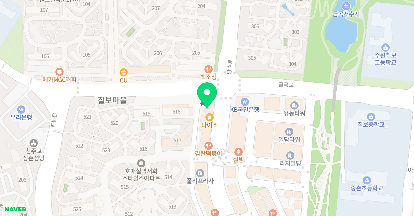 애니하이 웹툰만화학원 호매실점 위치