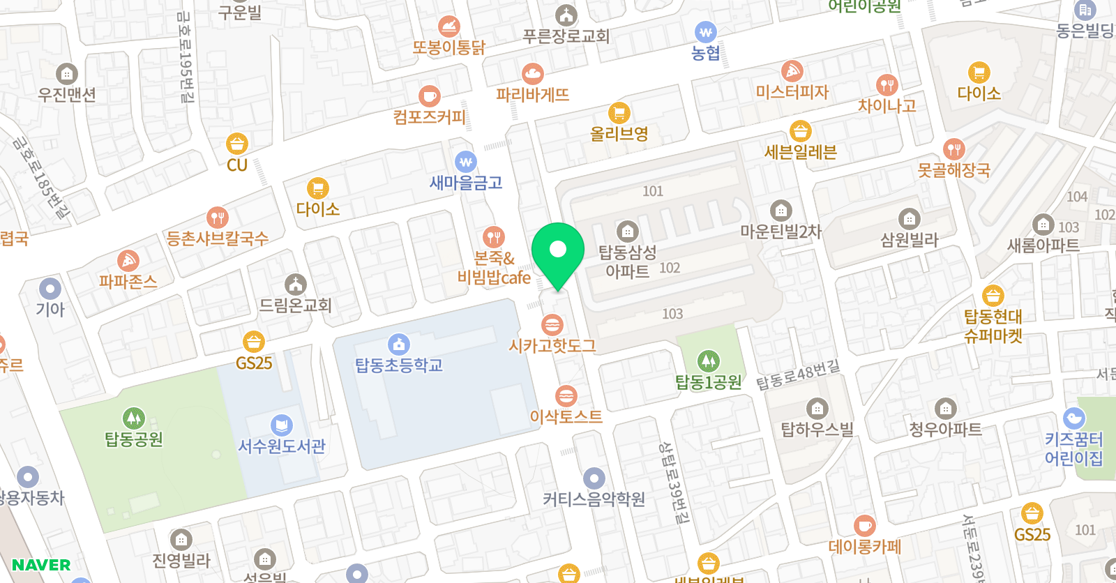 탑옹달샘 음악학원 위치