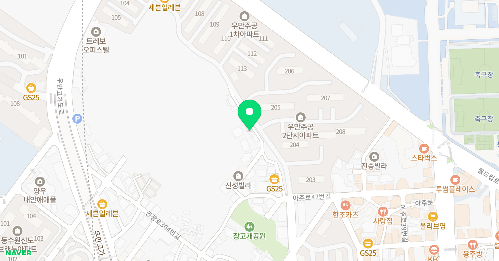뮤엠 영어 우만2단지점 위치