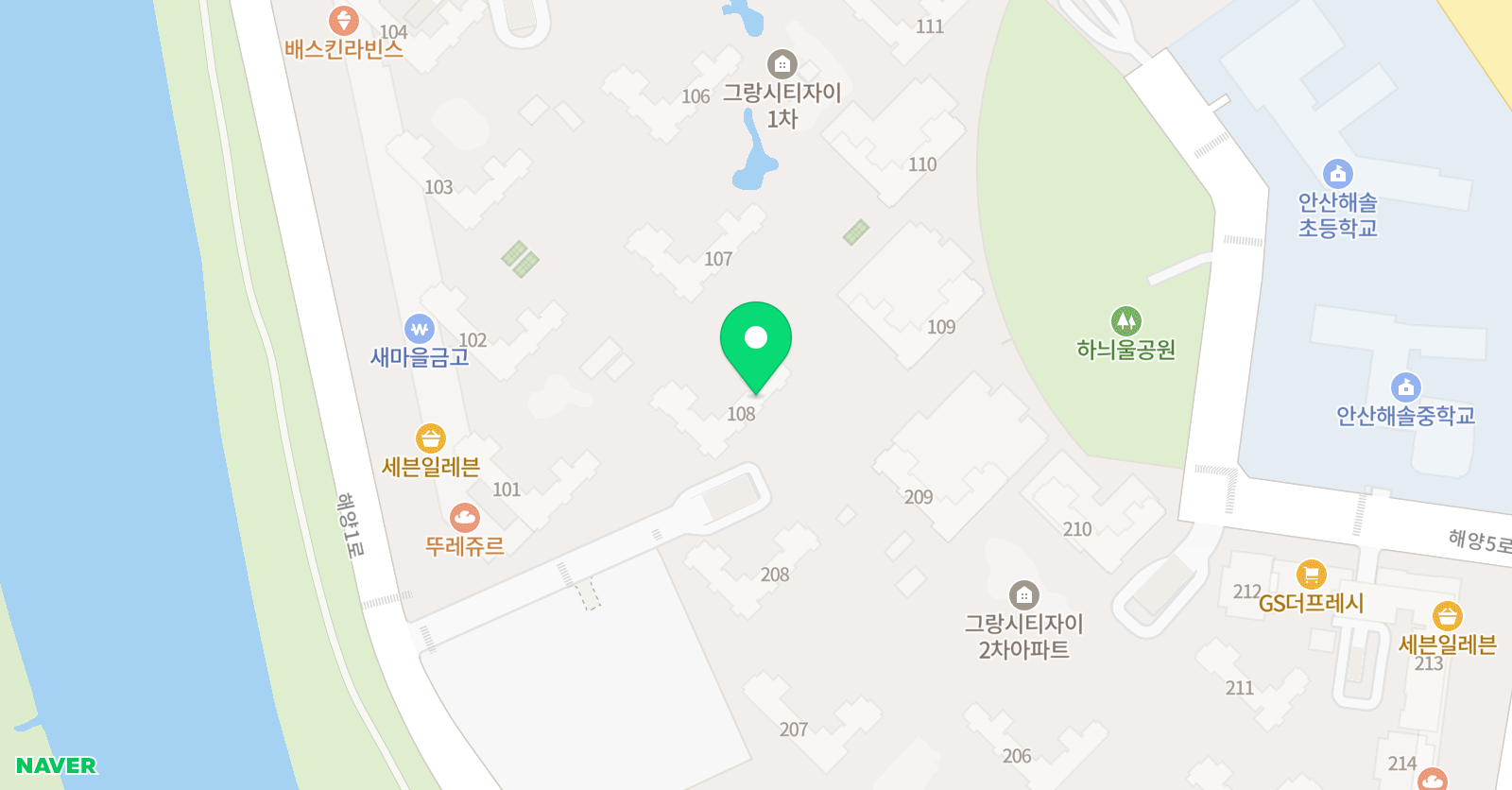 스마트 해법수학학원 안산자이그랑시티 1차점 위치