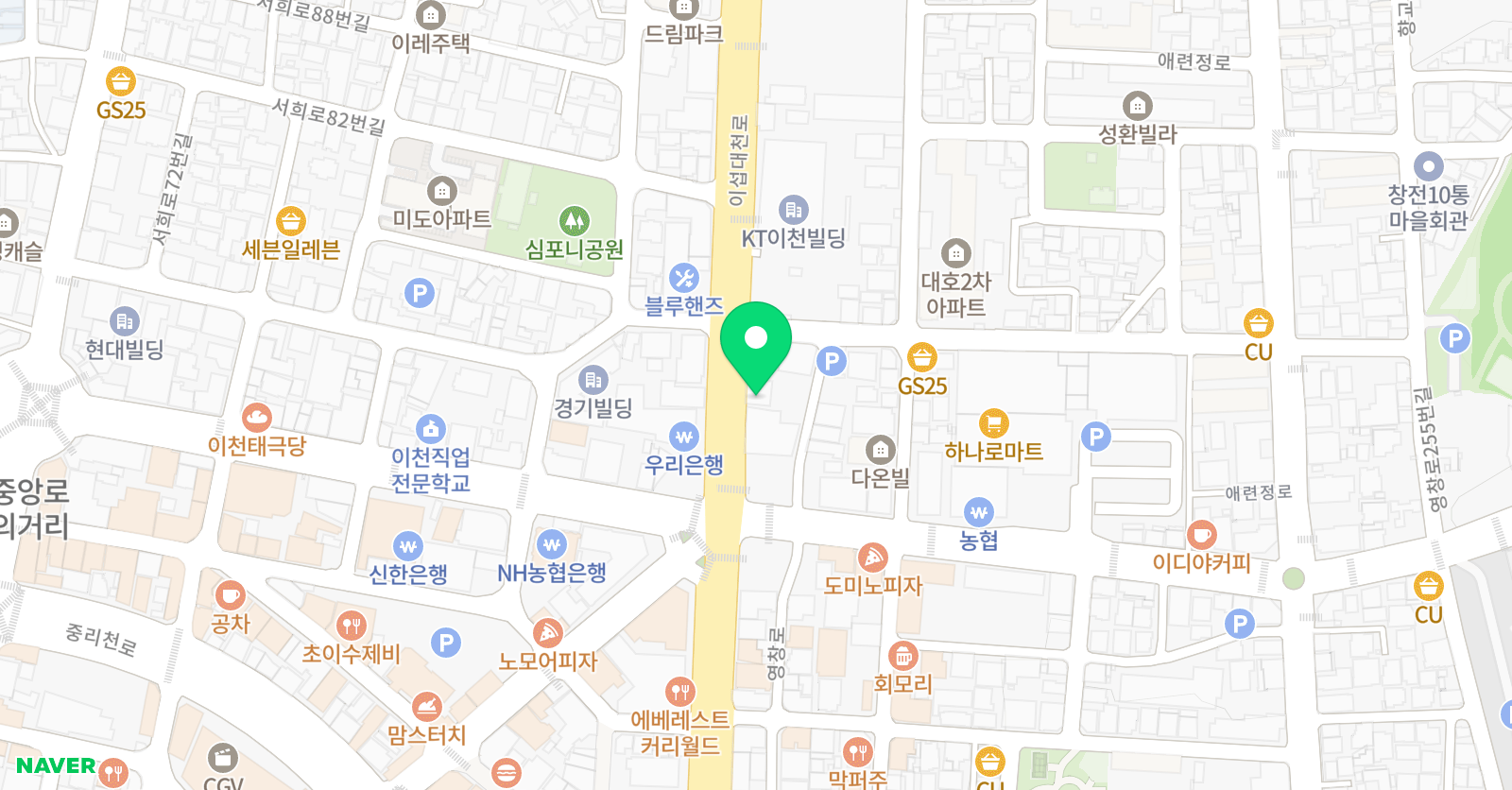 엠베스트SE 학원 창전점 위치