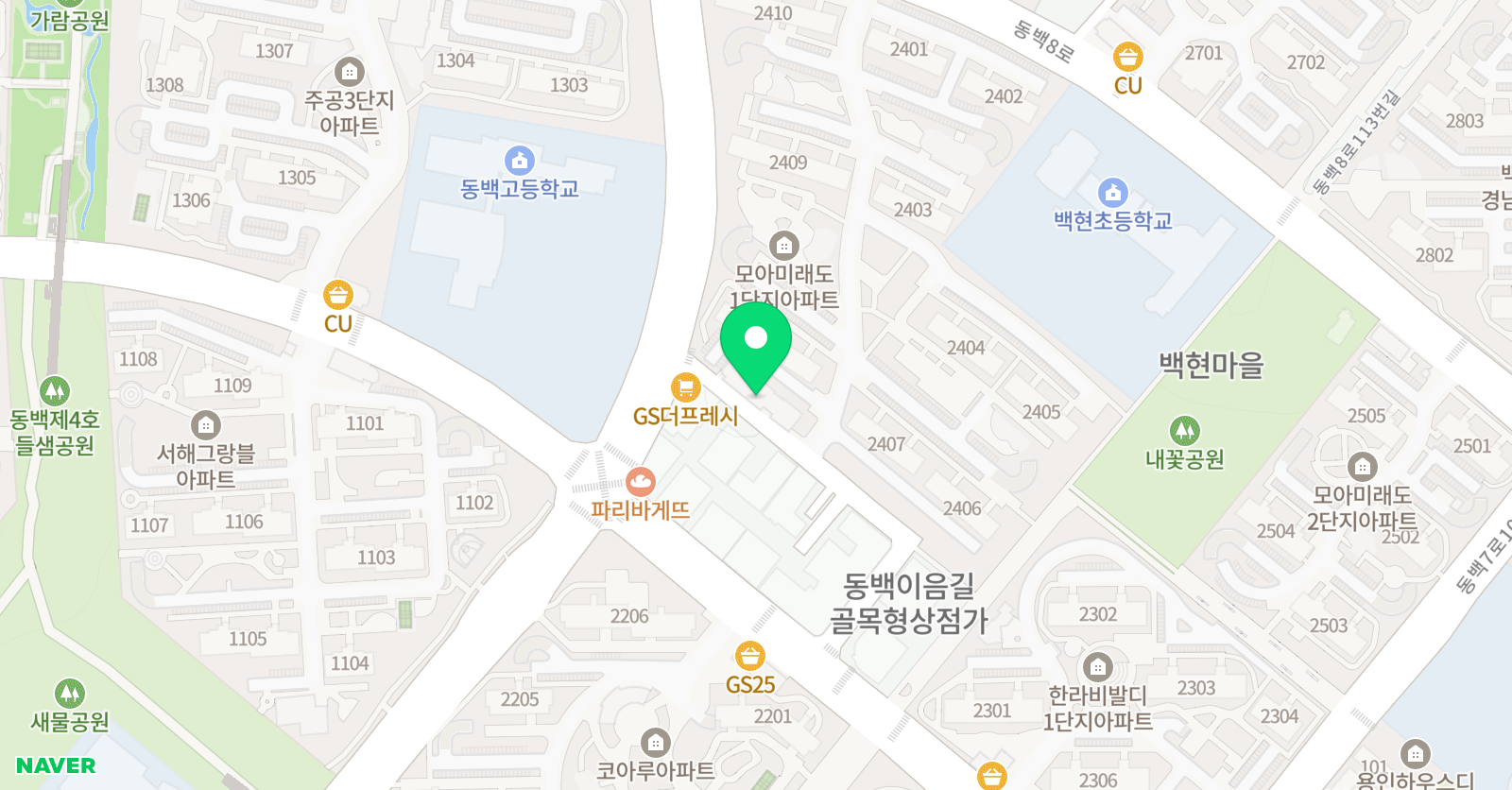 리드인 동백백현점 위치