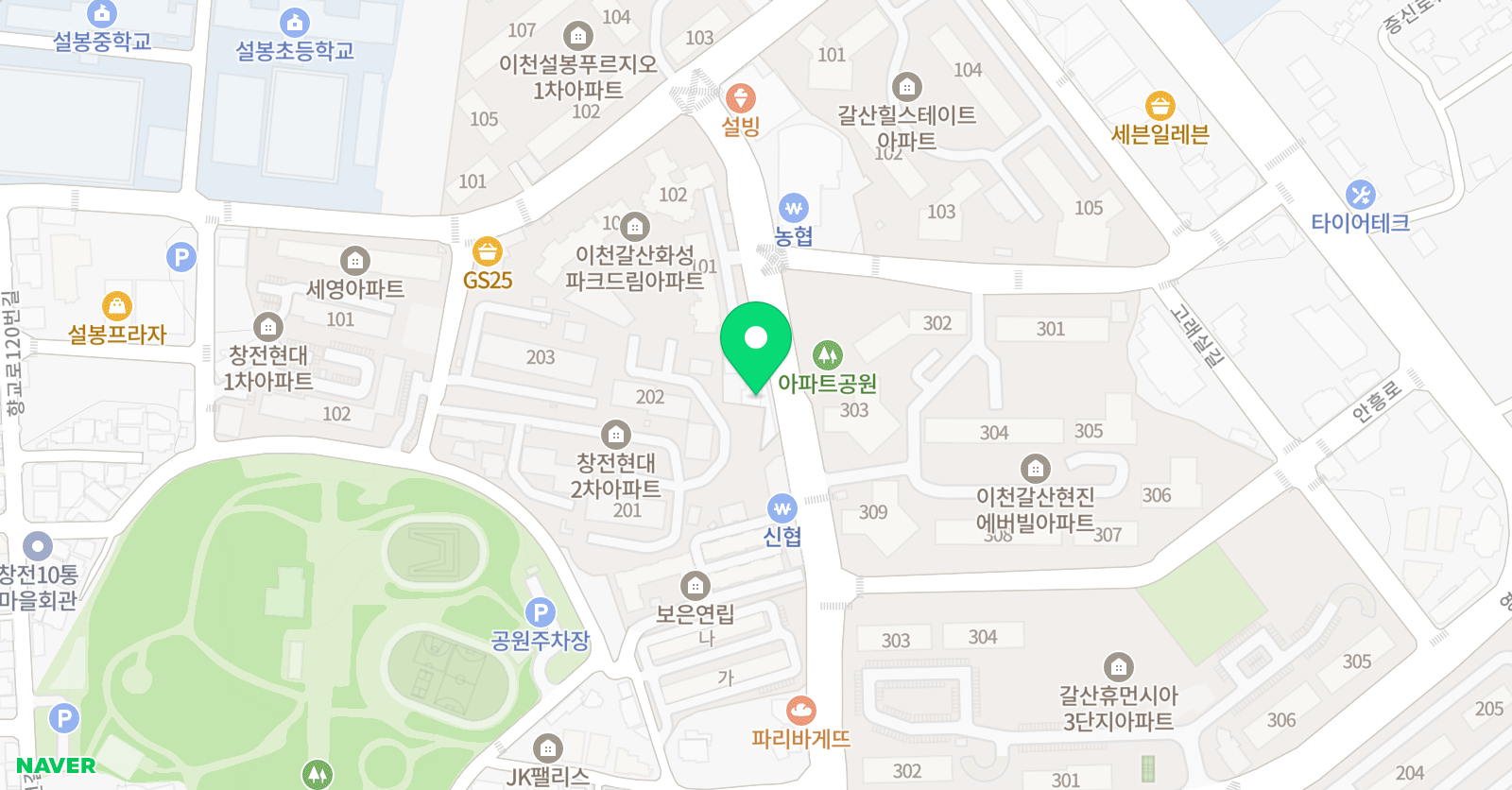 뮤엠영어 갈산엘렌점 위치