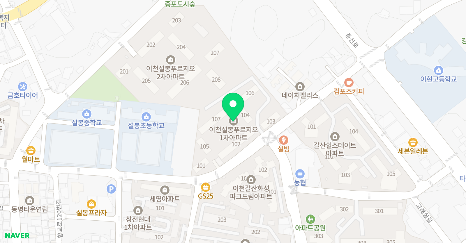 푸르넷 공부방 푸르지오1차공부방 위치
