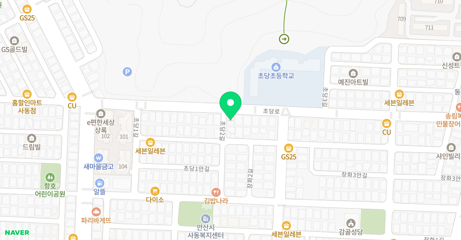 초당태권도 위치