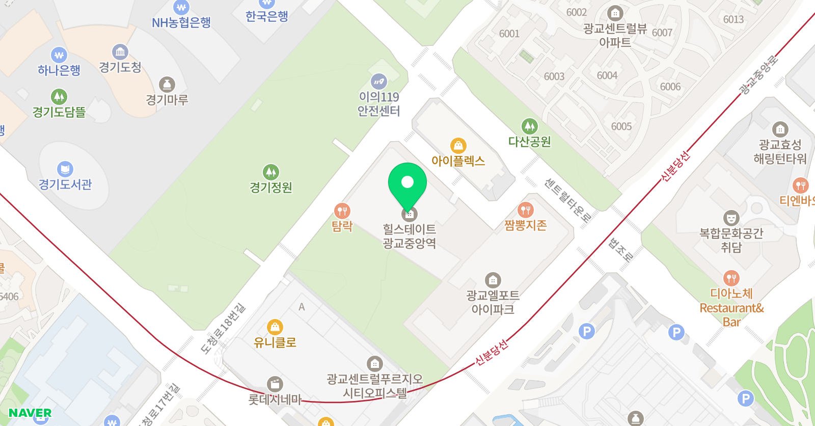 오로라 발레학원 광교중앙역점 위치