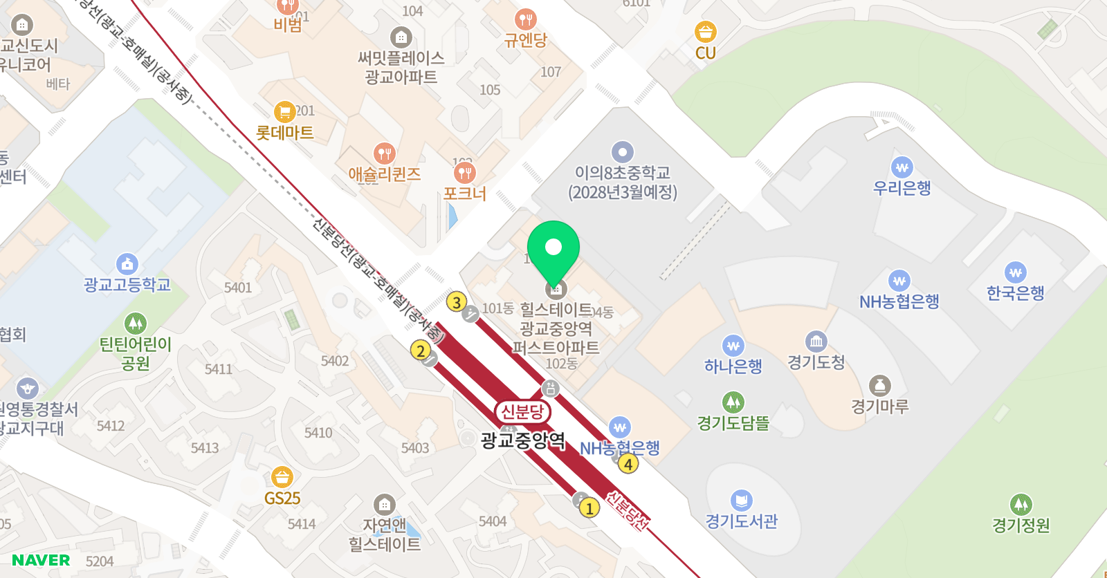 아소비 수원광교중앙역퍼스트힐스테이트 위치