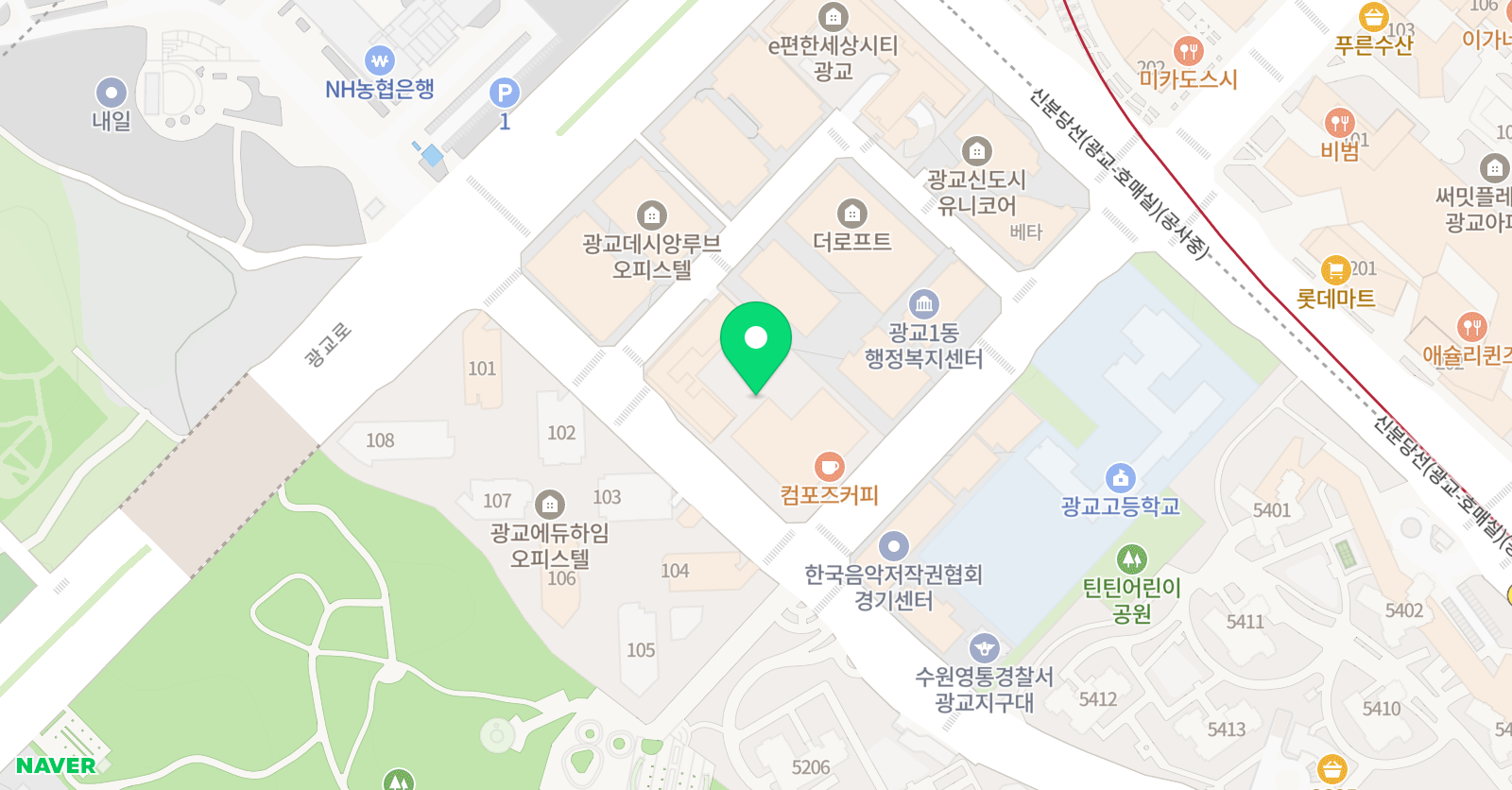 아카데미창 광교SK뷰점 위치