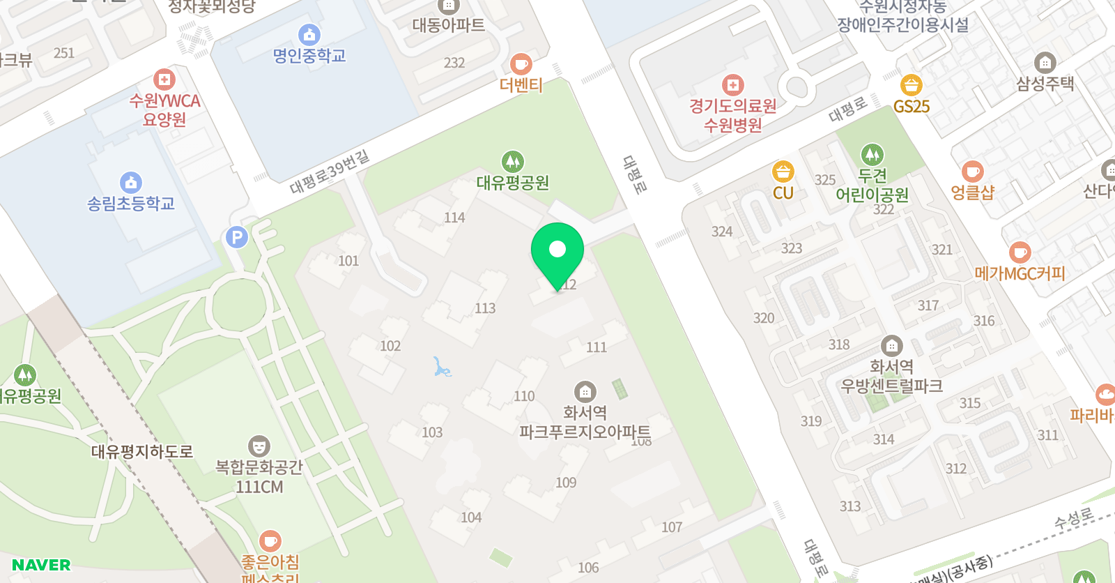 3030 영어학원 화서역 파크푸르지오러닝센터 위치
