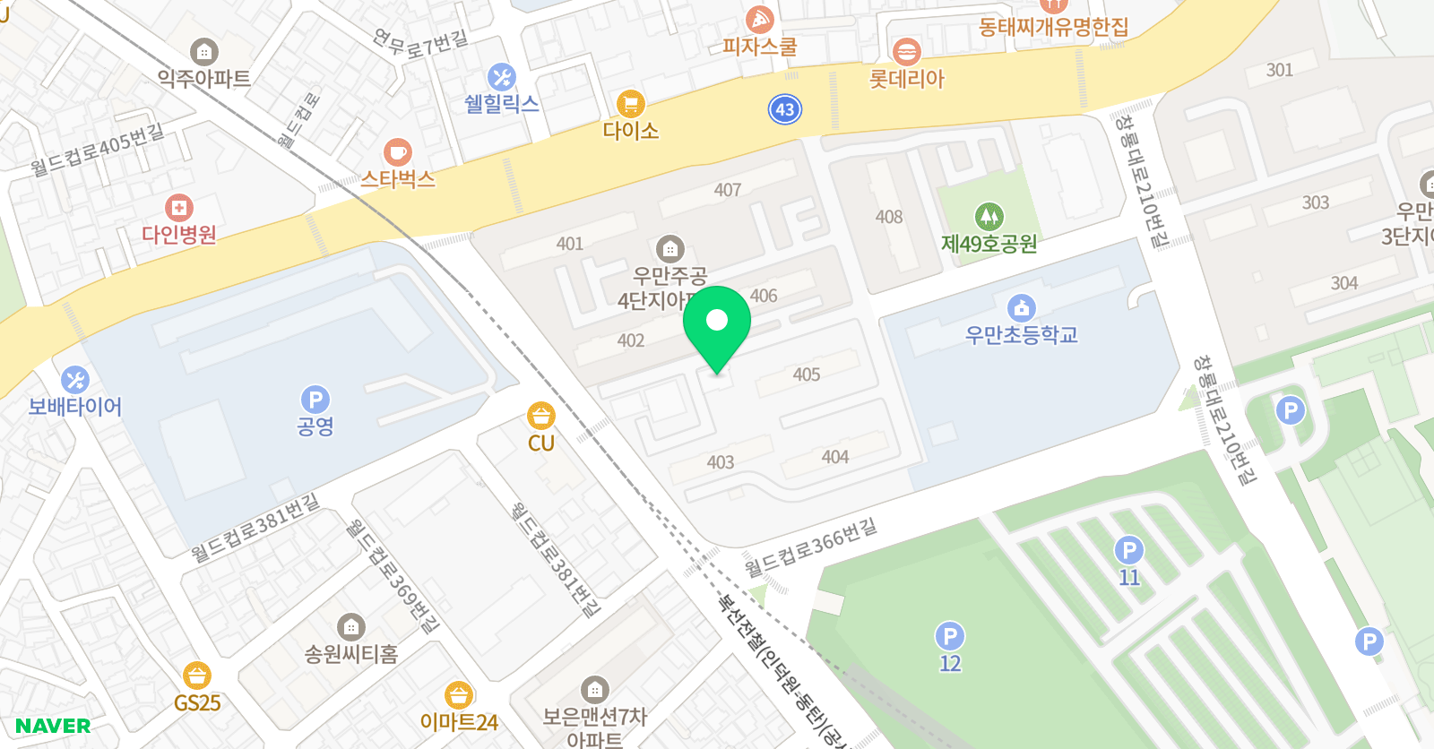 우만 MBA 태권도장 위치