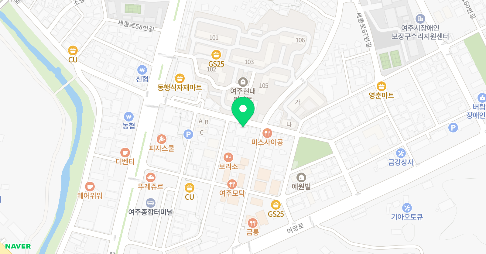 숲속 피아노 위치