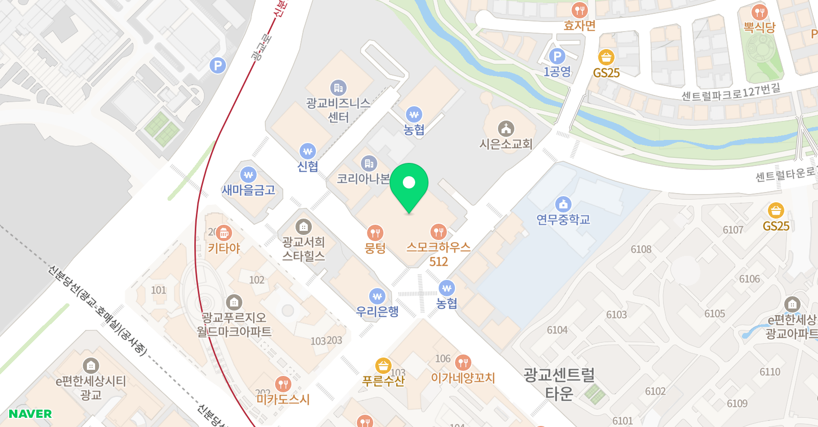 키즈스피치마루지 광교센터 위치