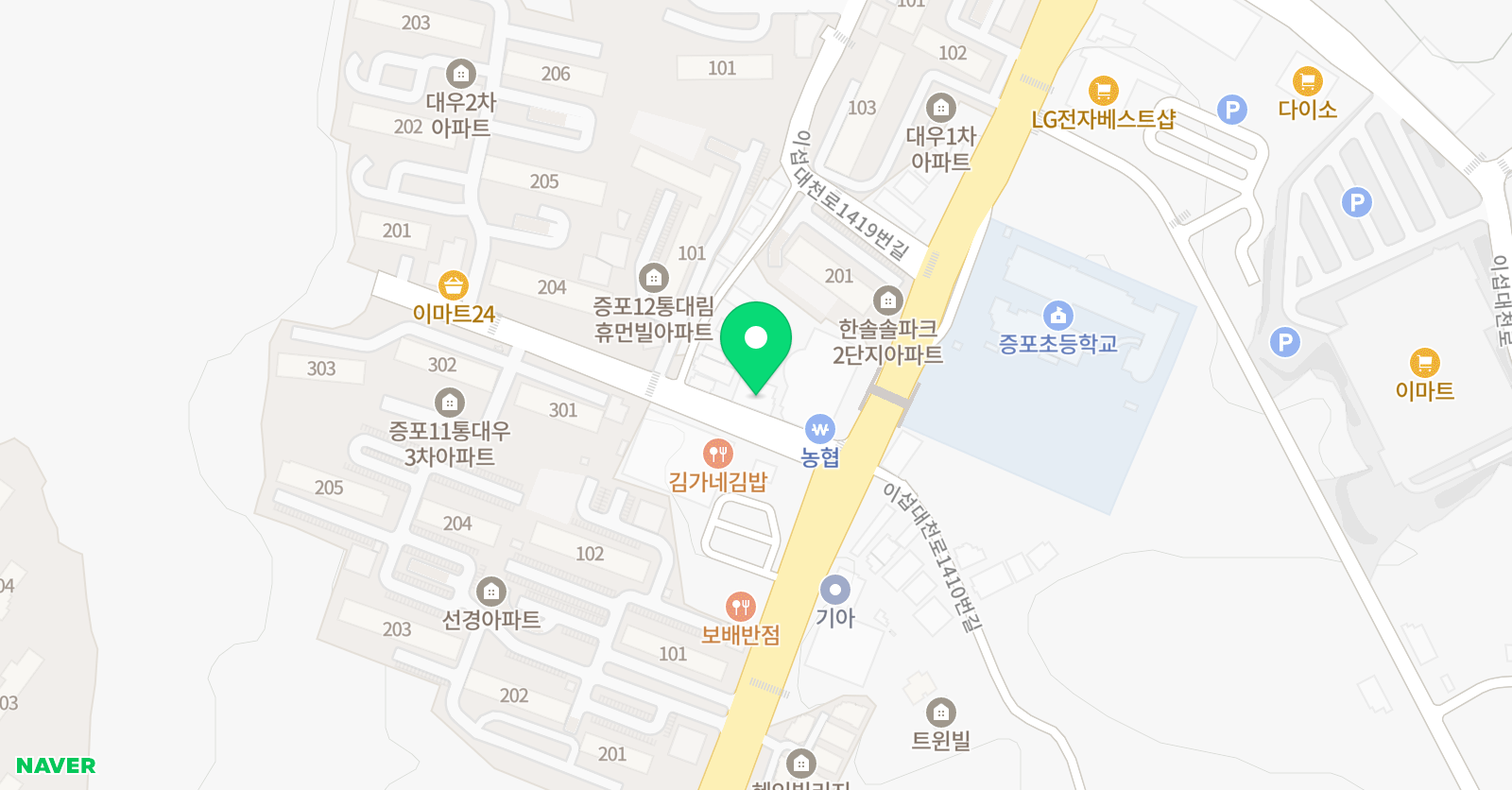김숙현 피아노 증포 음악학원 위치