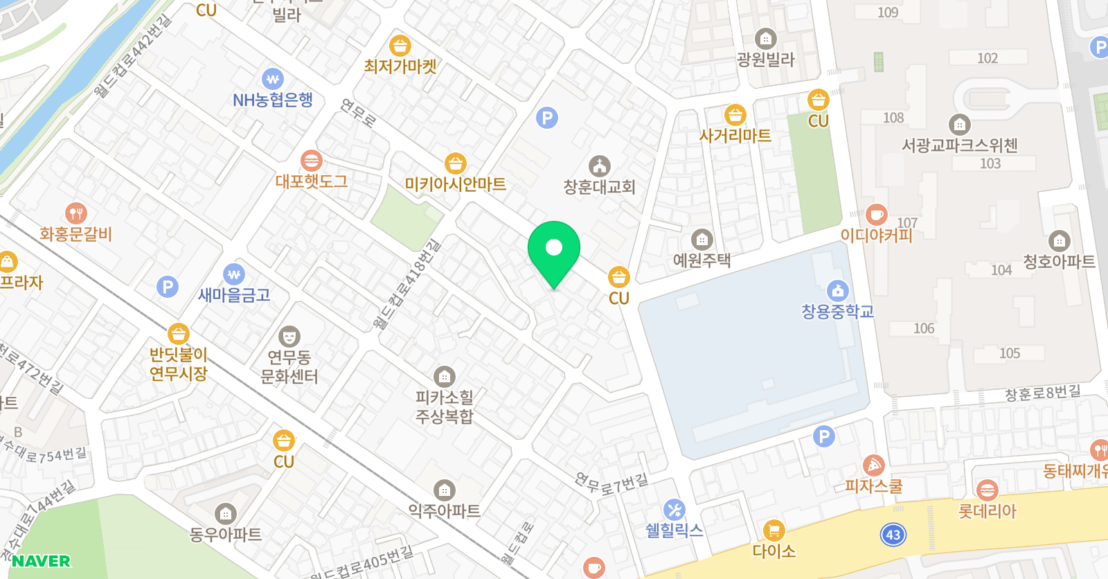 안디옥 하늘정원학원 위치