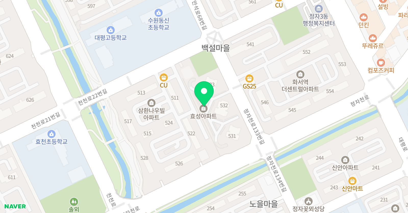 웅진씽크빅스마트올클래스 정자동백성마을효성공부방 위치
