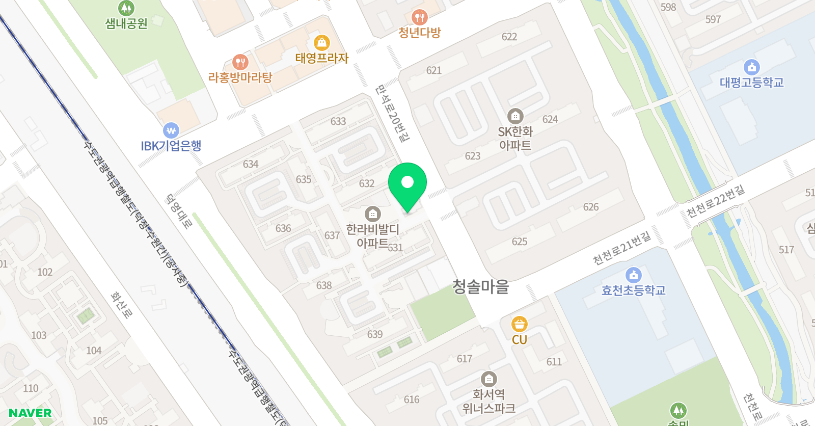 아소비 수원정자청솔마을점 위치