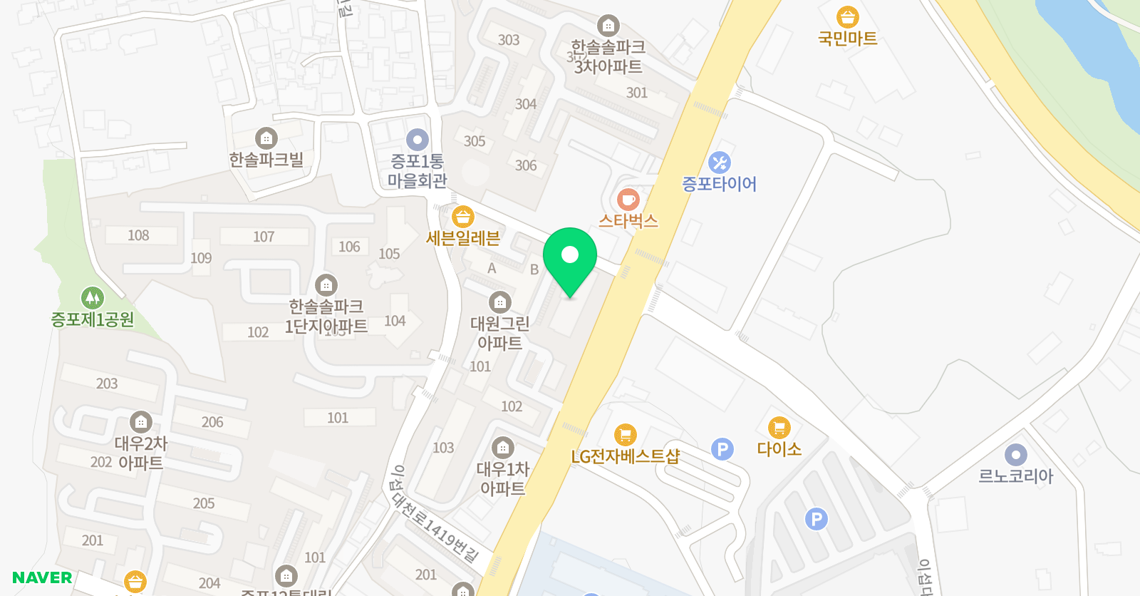 눈높이러닝센터 학원 증포 위치