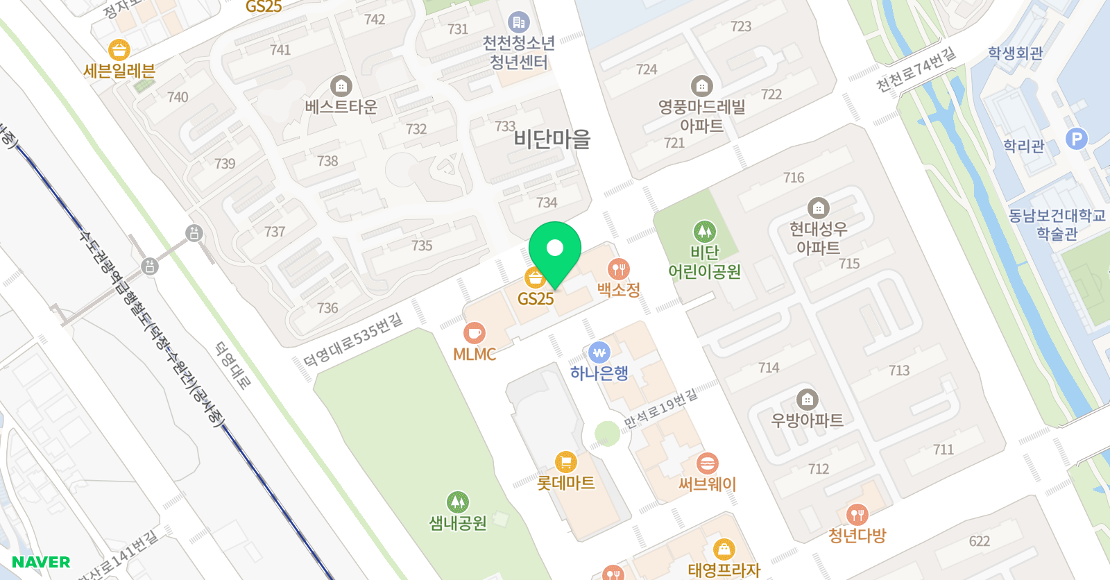 키즈칼리지수원 위치