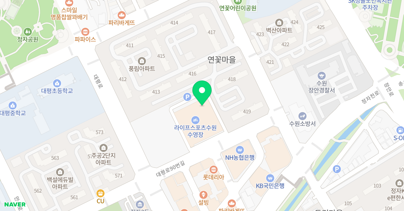 용인대 박사 태풍태권도 위치