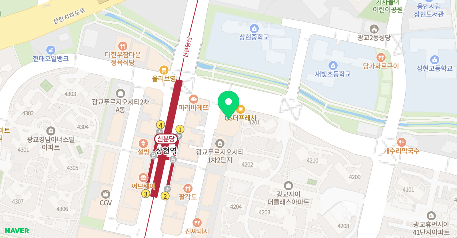 쎈수학러닝센터 용인광교상현 학원 위치