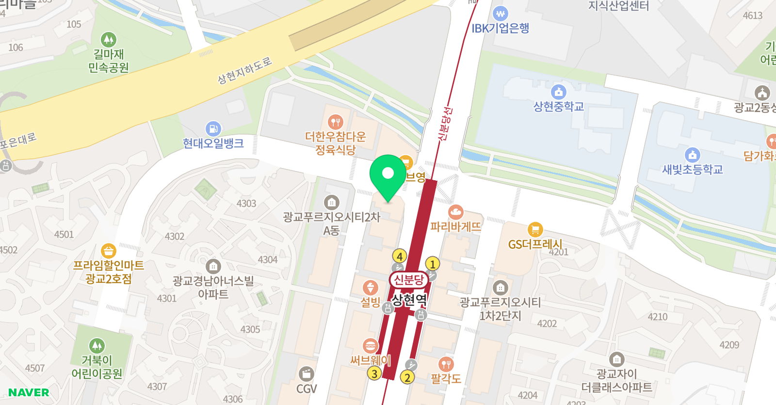 이투스 수학학원 상현1동점 위치