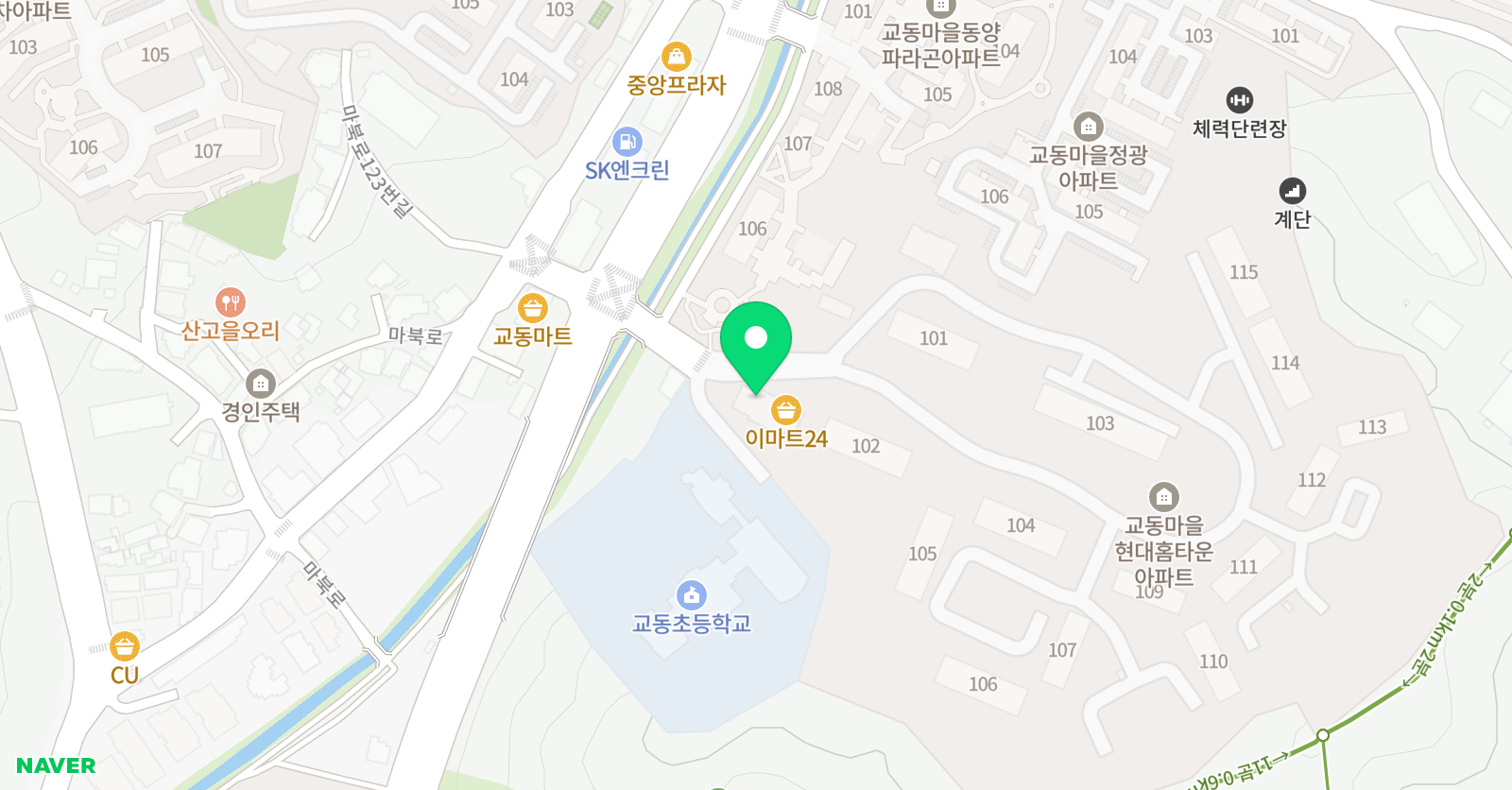 뮤엠 영어 최강 수학 교동점 위치