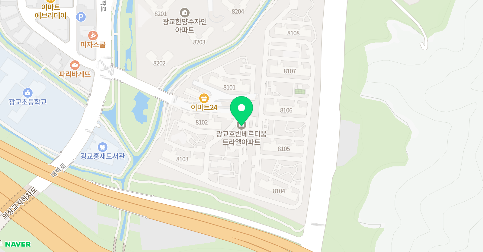 아소비 수학학원 수원광교웰빙타운트라엘점 위치