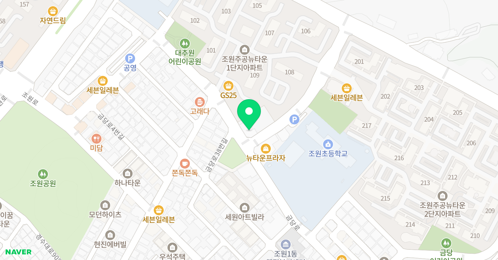조원동 영어수학팡팡학원 위치