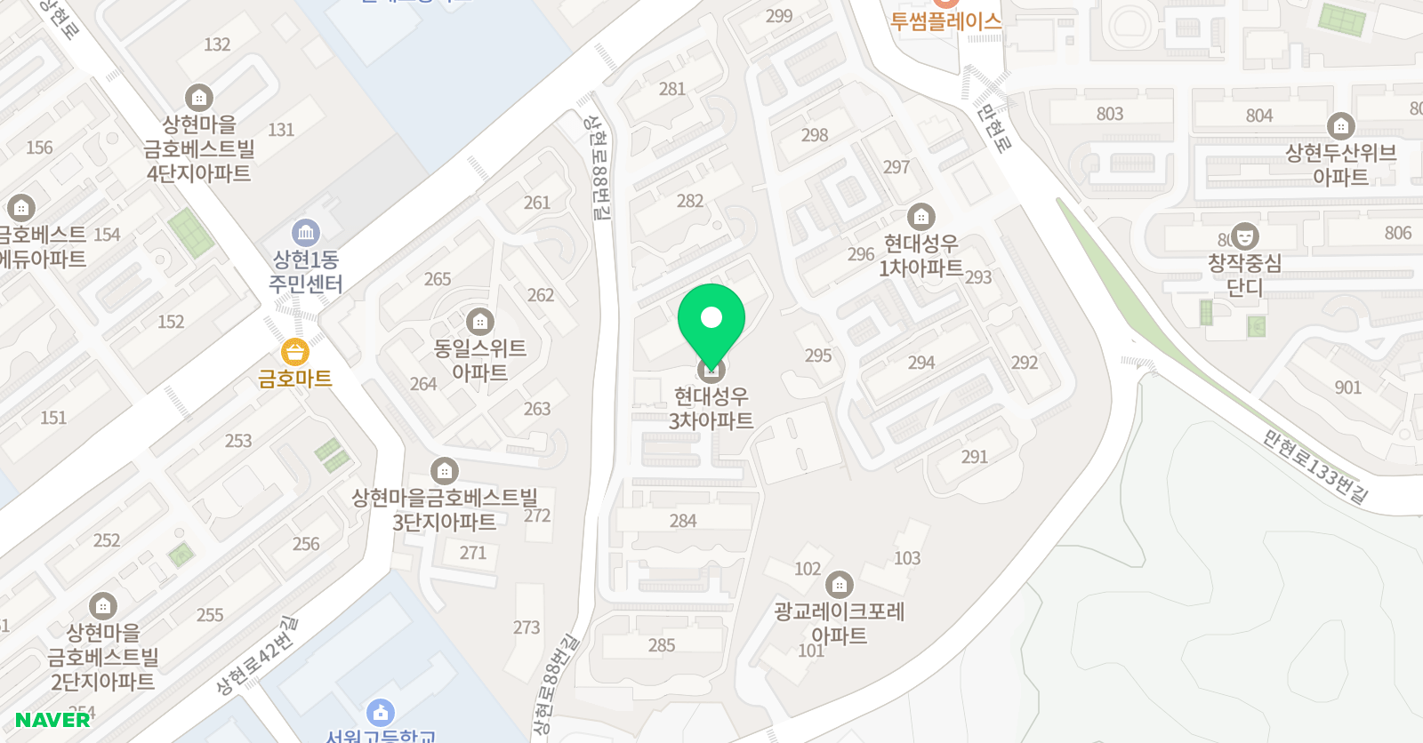 솔루니 상현동현대성우3차홈스쿨 위치